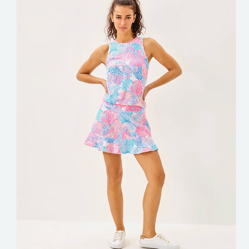 Lilly Pulitzer Luxletic Zadora Skort & Candia Bra Tank Roar Of The Seas Size M